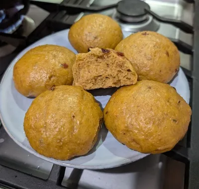 A homemade pumpkin bun